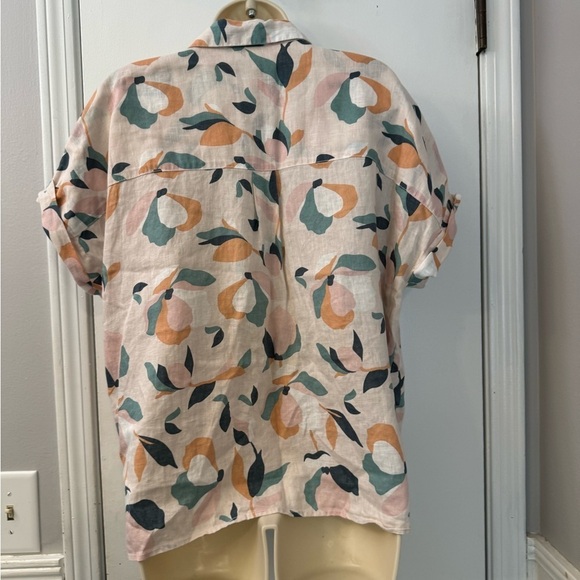 Rachel Zoe Women’s Abstract Floral Print Button-Down Shirt 100% Linen Size M - Picture 2 of 8